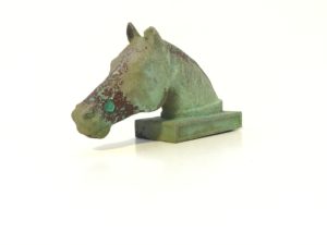 Head of a Horse, Birmingham Museums, Birmingham, England, Tiffany green applied to unpolished copper.