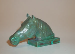 Head of a Horse, Birmingham Museums, Birmingham, England, polished copper with Tiffany green patina, sealed. 